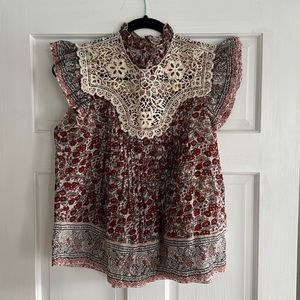 OTHILIA Linen and crochet blouse